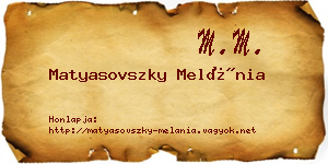 Matyasovszky Melánia névjegykártya
